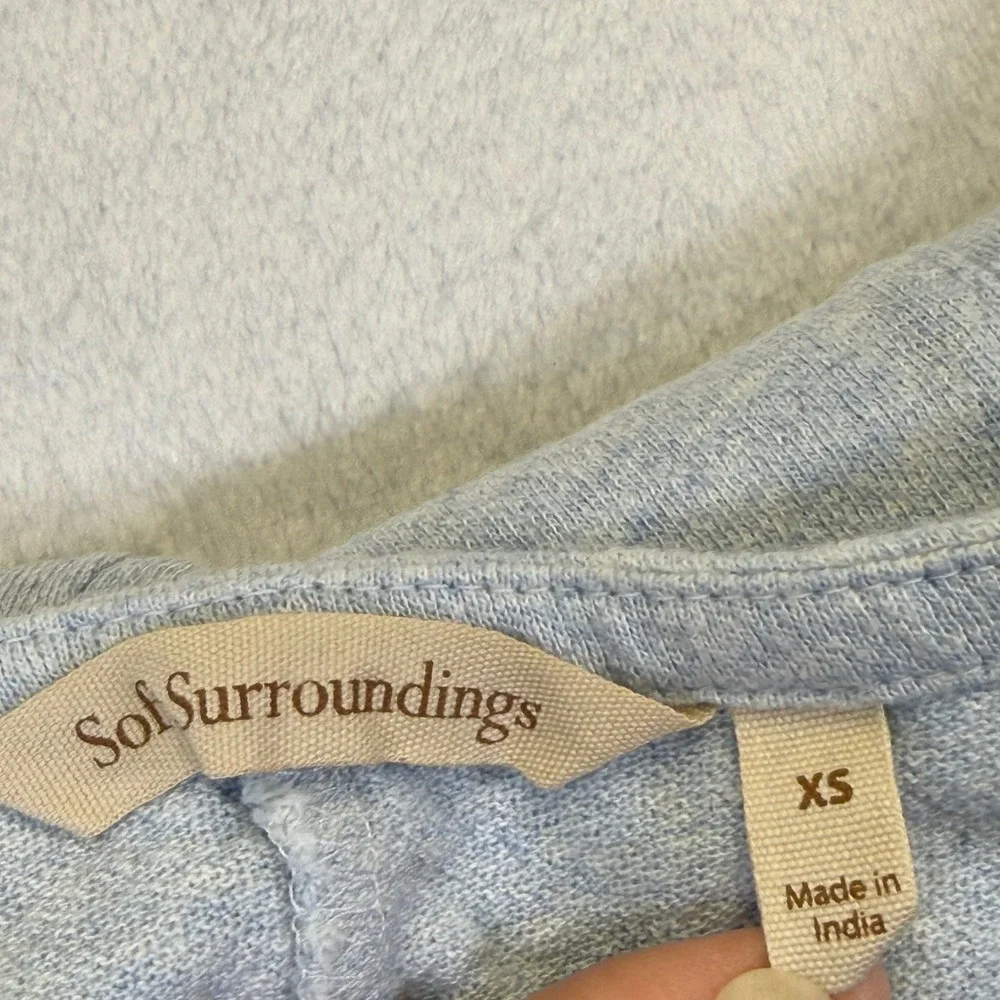 Soft Surroundings Blue Cotton Eyelet Lace Scalloped‎ A-Line Tank Dress XS 2DC36